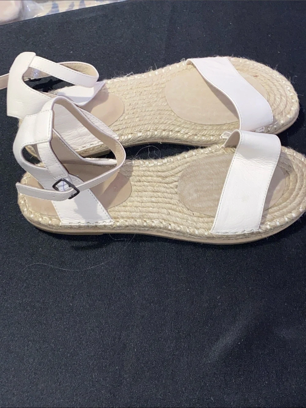 EILEEN FISHER MIKE TUMBLED LEATHER ESPADRILLE SANDLE SIZE 11  ANKLE STRAP NWOT